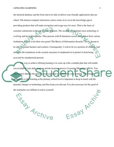 Lifelong Learning as an Education Process