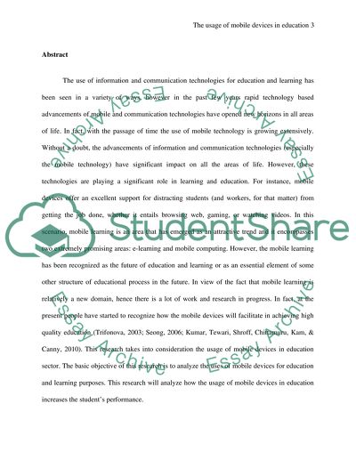The Usage of Mobile Devices in Education