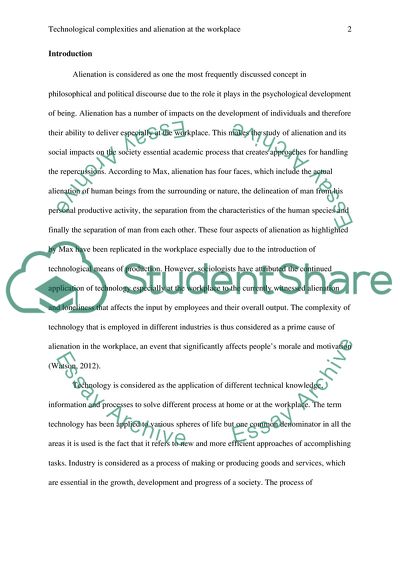 Technological Complexities and Alienation at the Workplace