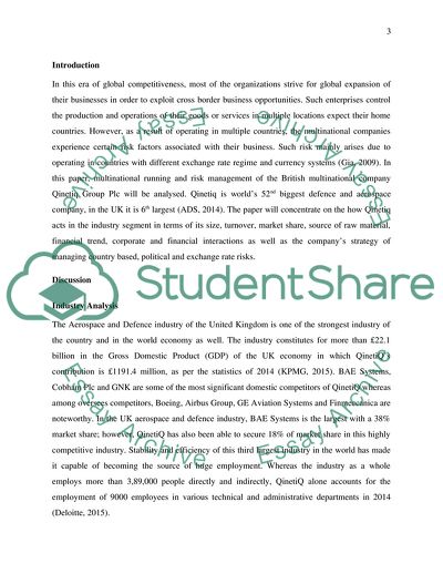 Multinational Running and Risk Management of Qinetiq Group Plc