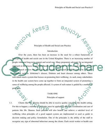 Principles of Health and Social Care Practice