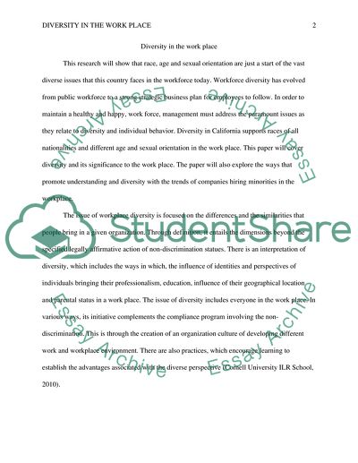 Diversity in the workplace