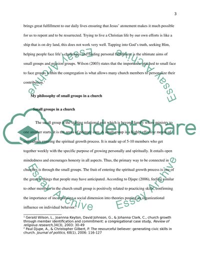 Philosophy of Small Groups in the Church