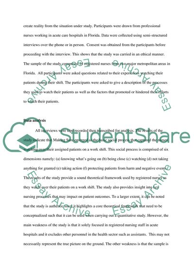 Making Sure: Registered Nurses Watching Over Their Patients