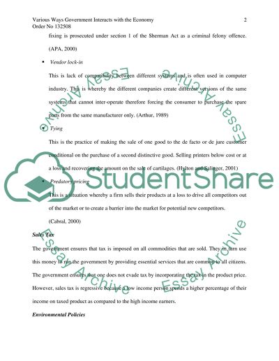 Various Ways Government Interacts with the Economy