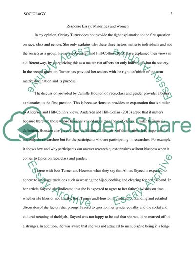 Minority in women classmate response 2