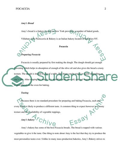 Focaccia Tasting and History