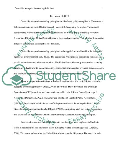 Generally Accepted Accounting Principles Paper