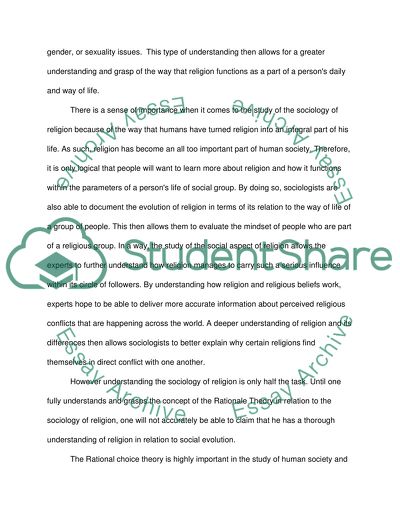 The Sociology of Religion