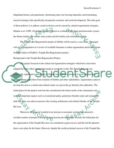 Regeneration and Social Exclusion