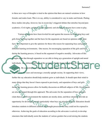 Do Children Learn Better in Boys-only and Girls-only School