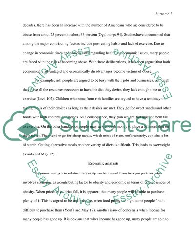 Economic Analysis of Obesity