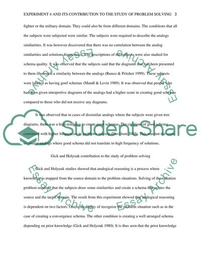 Experiment 4 and Its Contribution to the Study of Problem-Solving