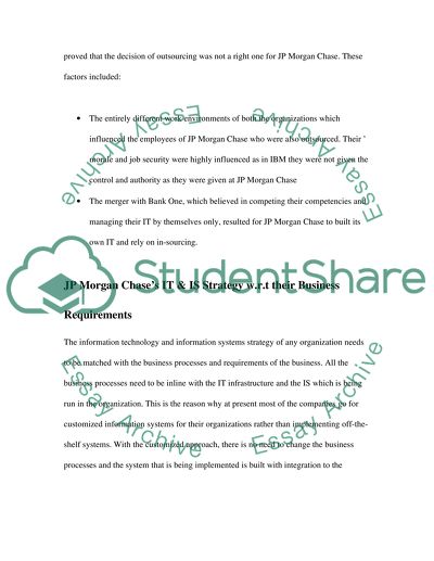 JP Morgan Chase Shifts IT Outsourcing into Reverse