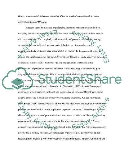 Nursing Occupational Stress