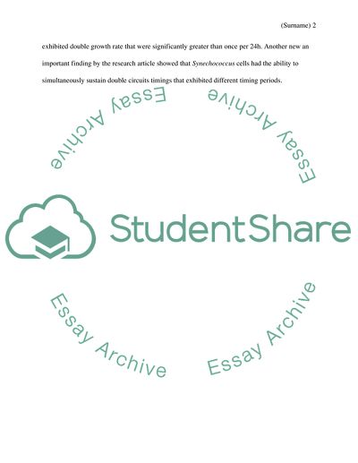 Analysis of the Article about the Circadian Oscillator Located in the Prokaryotic Cyanobacterium