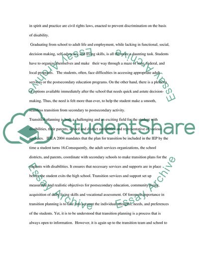 Transition Planning for Students with Severe Disabilities