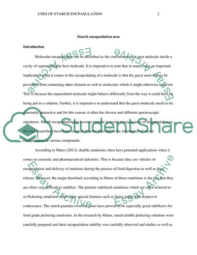 Preparation and Starch Encapsulation Uses