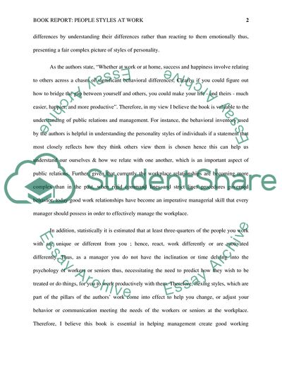 People Styles at Work by Robert Bolton