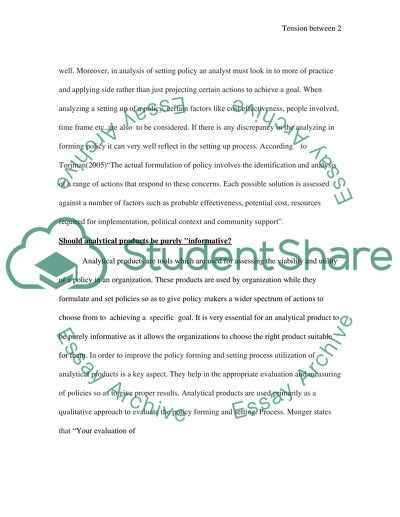 Tension between Analysis informing and analysis setting policy