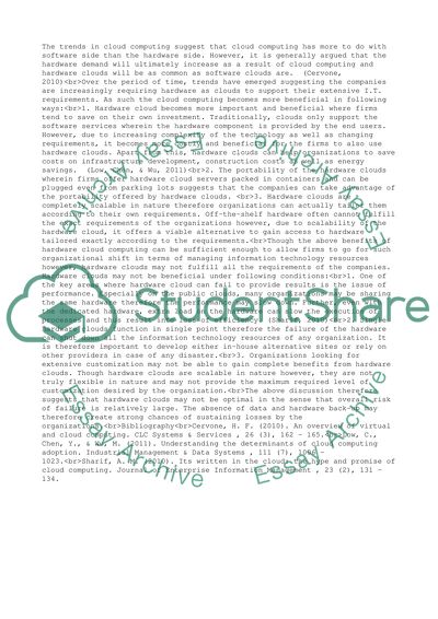 Hardware Clouds--Pros and Cons
