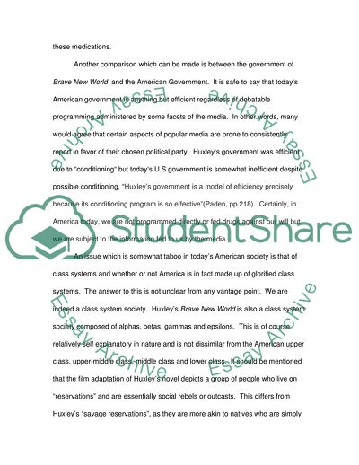 The Society of America Today and the Society in Brave New World