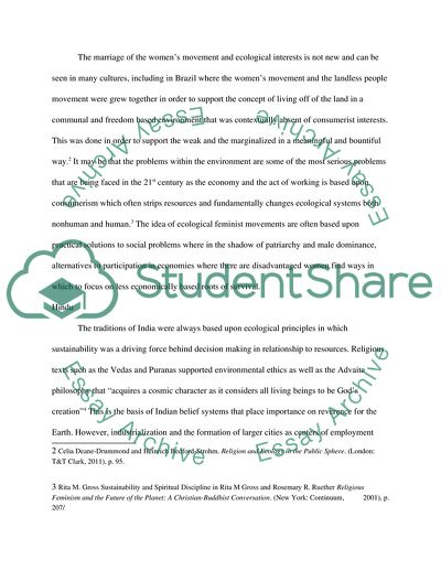 Ecology, Feminism, and the Concern of Religious Women