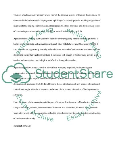 Social Impact of Tourism Development in Manchester
