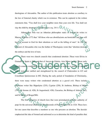 Catholics opposing views on abortion over History