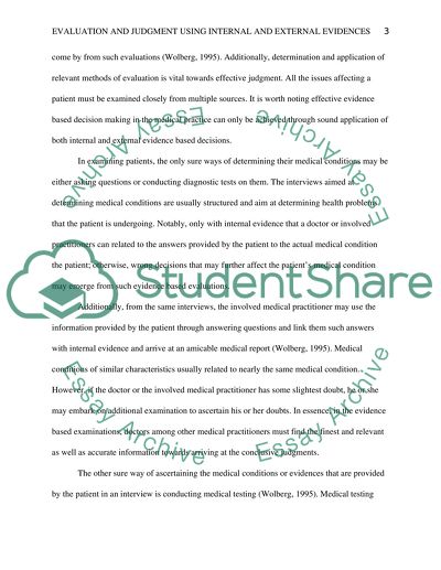Evaluation and Judgment using Internal and External Evidences