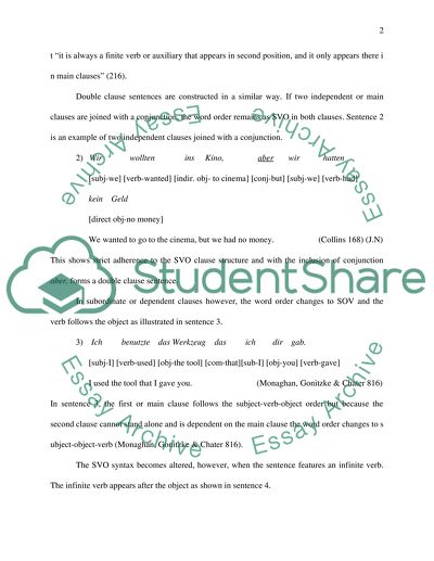 Word Order, Negation Constructions and Interrogatives in the German Language