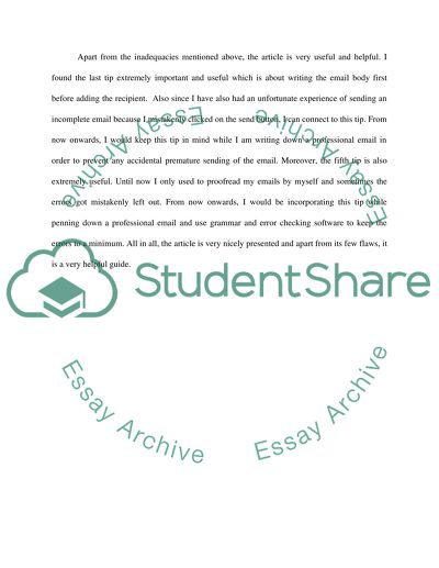 Analysis of Tips for Writing Professional Email Articles Authored by McKay