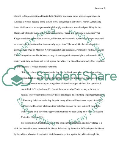 Do you agree more with the philosophies of Martin Luther King or Malcom X