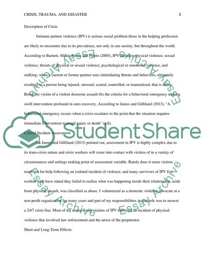 Crisis, Trauma, and Disaster Response