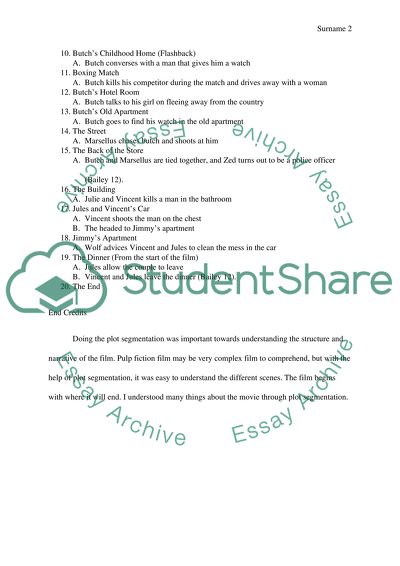 Plot Segmentation of Pulp Fiction