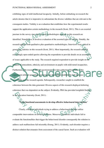 Validity of Functional Behavioral Assessment With Students of Average Intellectual Ability