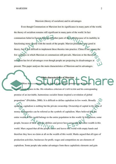 Marxism as a Theory of Socialism and Its Advantages