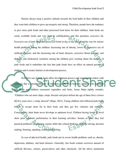 CHILD DEVELOPMENT JUNK FOOD