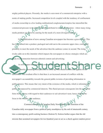 Commercialization of Newspapers in Canada