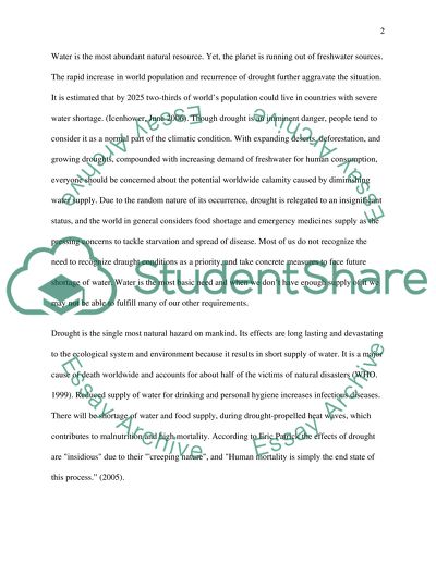 Drought and Water Shortage Issue