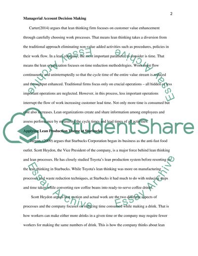 Managerial account decision making