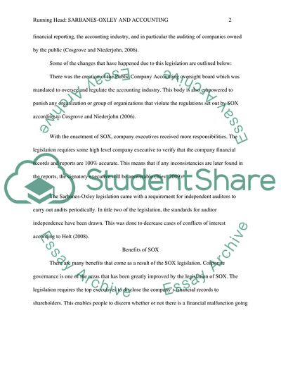 Analyzing the Sarbanes Oxley Act Efficiency