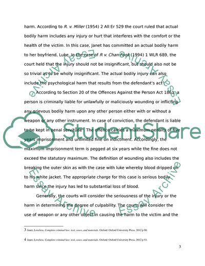 Criminal Liability Advice to Janet