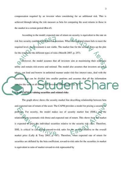 Use of Capital Asset Pricing Model in Valuing Securities and Related Risks