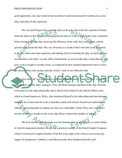 Cruise Ship Field Trip Reflection