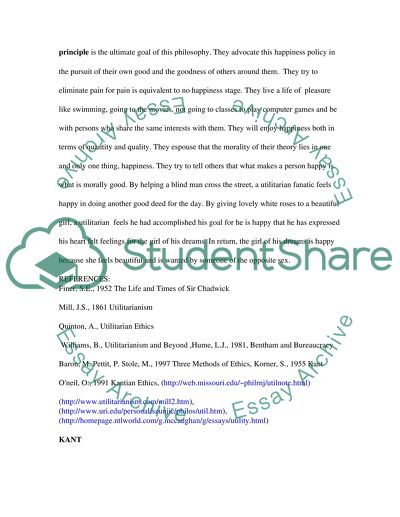 BIZ ETHICS: UTILITARIANISM AND KANTIANISM