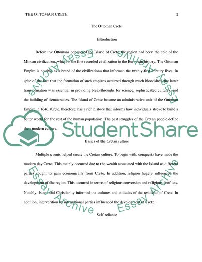 The effects of the Ottoman Empire on modern day Crete