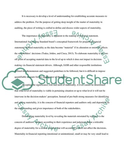 Materiality in Auditing