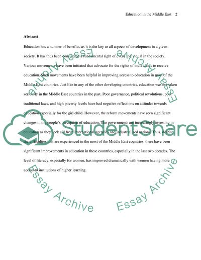 Education in the Middle East in the Last 20 Years