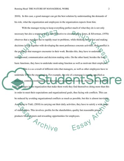 THE NATURE OF MANGERIAL WORK